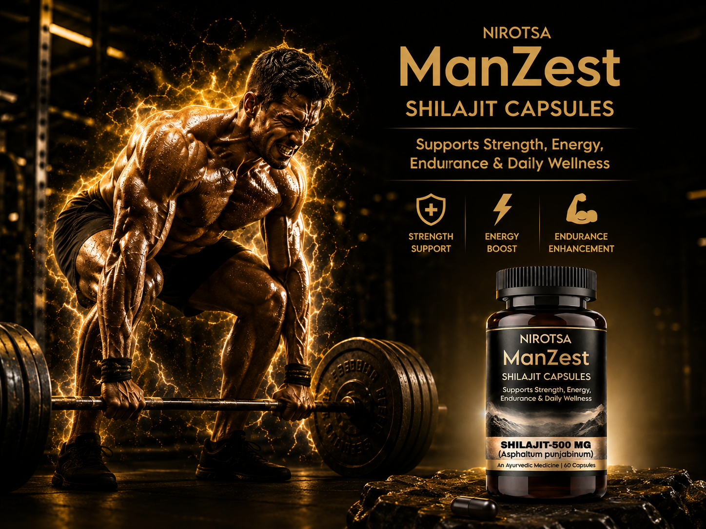 Manzest Shudh Shilajit Ayurvedic Capsules For Men, Stamina, Strength & Performance EBC image 5