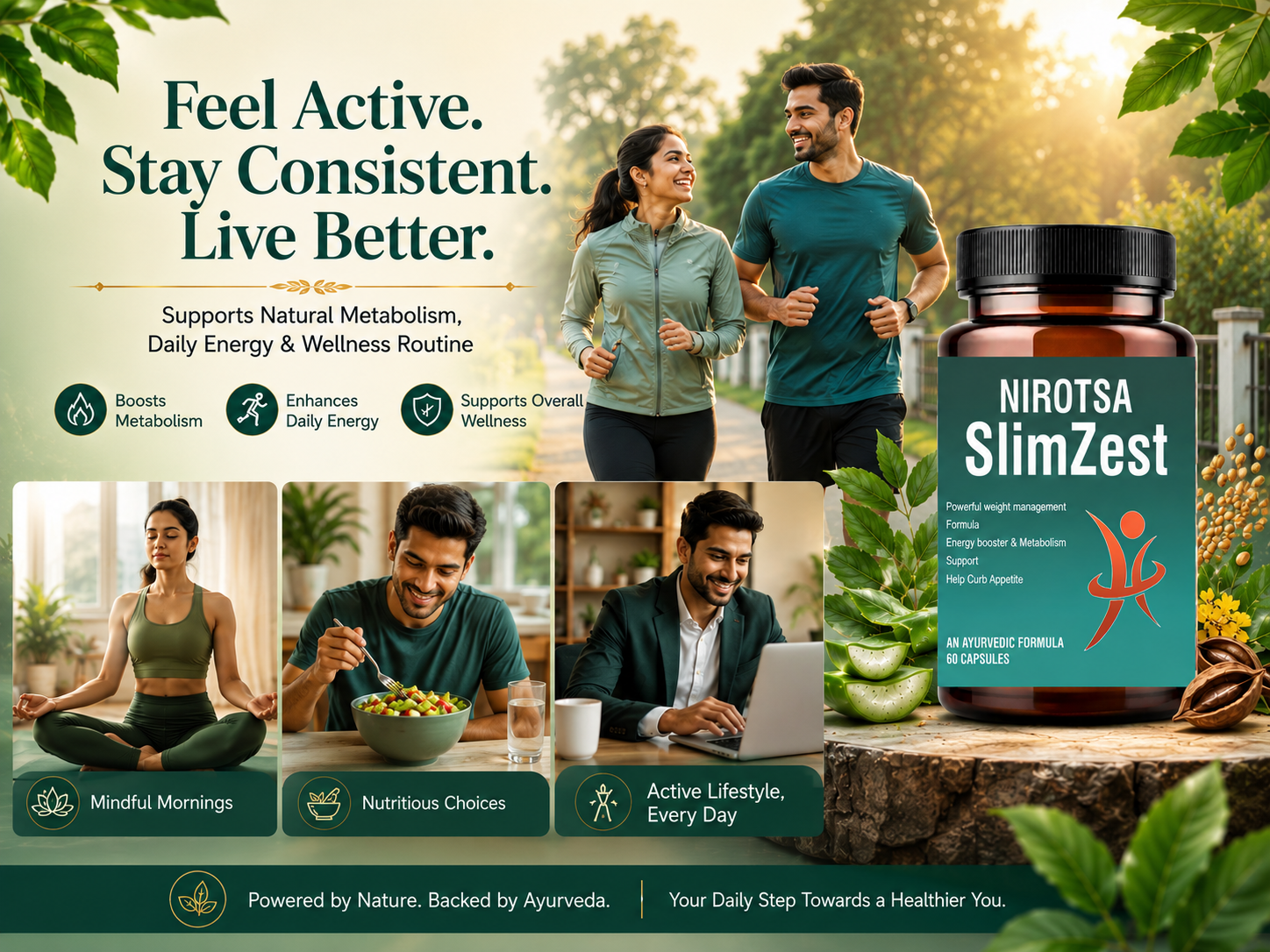 Nirotsa SlimZest Weight Loss Support Supplement | Helps Manage Appetite & Boost Metabolism | Herbal Capsules for Men & Women EBC image 5
