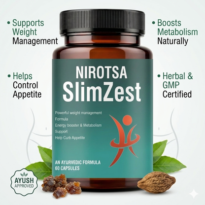 Nirotsa SlimZest Weight Loss Support Supplement | Helps Manage Appetite & Boost Metabolism | Herbal Capsules for Men & Women